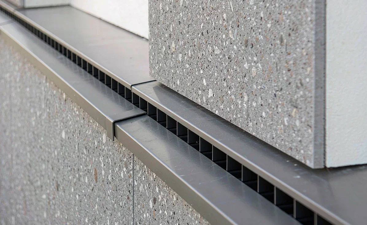 External sill sloped to shed water