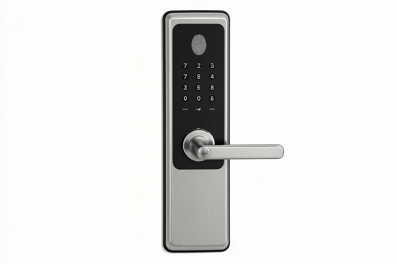 Brushed-stainless smart fingerprint and keypad door lock