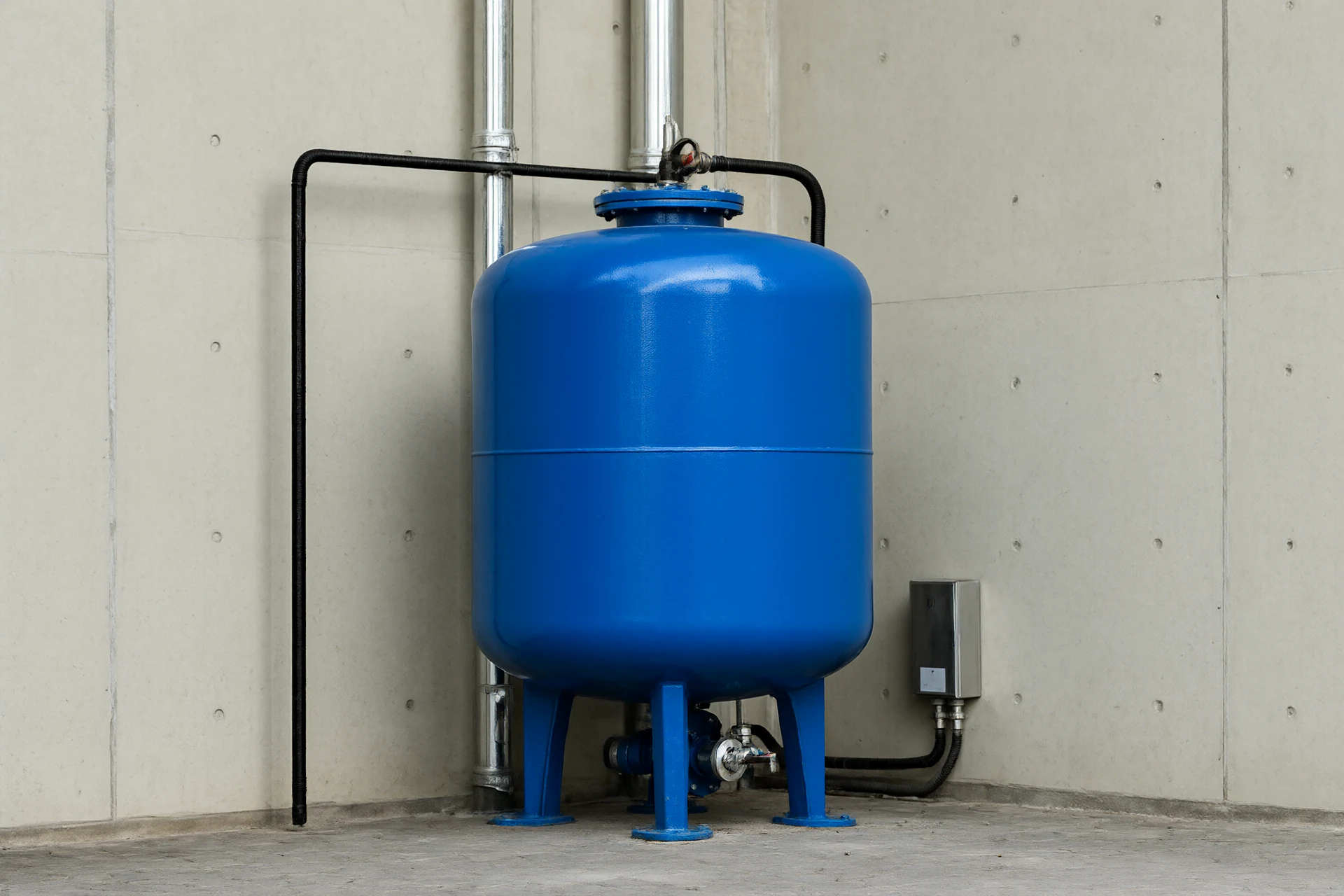 Fire protection vertical diaphragm pressure tank, steel booster system
