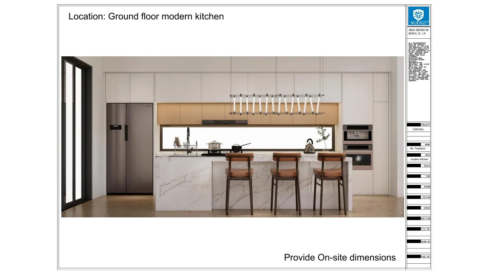 Kitchen concept with warm veneer fronts